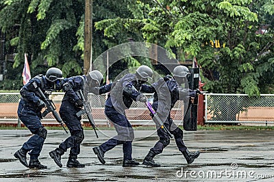 Commando Training,Special Operations Police,Police steel handcuffs,Police arrested. Editorial Stock Photo