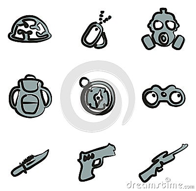 Commandos Icons Freehand 2 Color Vector Illustration