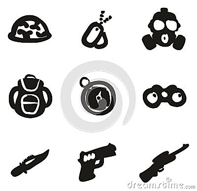 Commandos Icons Freehand Fill Vector Illustration