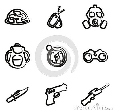 Commandos Icons Freehand Vector Illustration