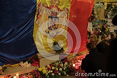 Commemoration of King Mihai at the Royal Palace in Bucharest, Romania Editorial Stock Photo