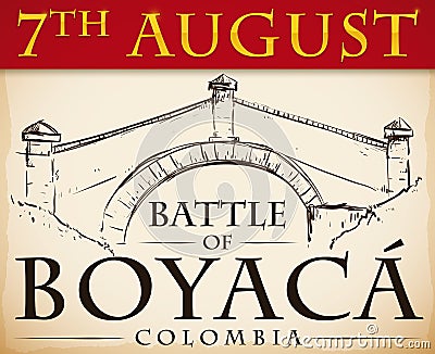 Commemorative Boyaca`s Bridge in Hand Drawn Style for Colombian Holiday, Vector Illustration Vector Illustration