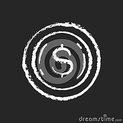 Commemorative coin chalk white icon on black background Vector Illustration