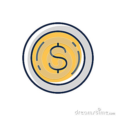 Commemorative coin RGB color icon Vector Illustration