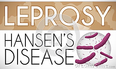 Skin Patches and Enlarged Sample due Hansen`s Disease or Leprosy, Vector Illustration Vector Illustration