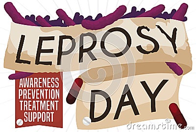Ribbon like Sick and Healthy Skin to Commemorate Leprosy Day, Vector Illustration Vector Illustration