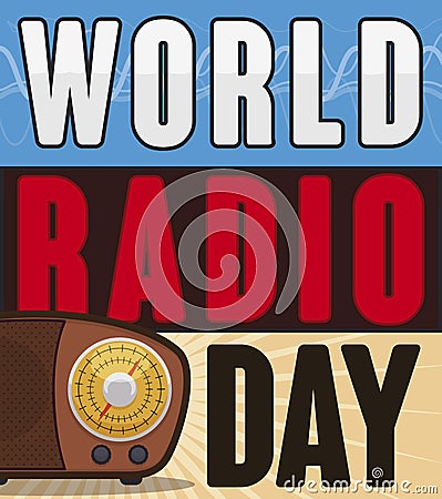 Commemorative Design with Transistor Radio for World Radio Day, Vector Illustration Vector Illustration