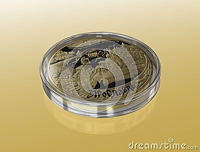 Commemorative gold coin Stock Photo