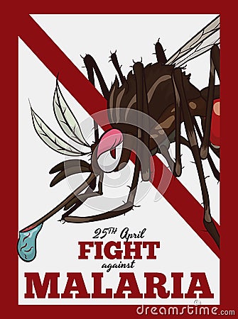 Commemorative Poster with Female Mosquito for Malaria Day, Vector Illustration Vector Illustration