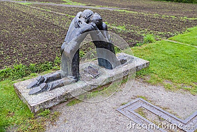 Commemorative statue near Chapel of Reconciliation Editorial Stock Photo