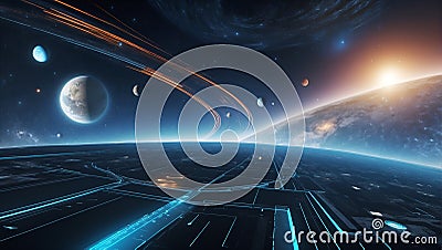 Tech Symphony Commencement: QuantumQuotient's Prelude in DataEclipse Journey. AI generate Stock Photo
