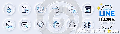 Comment, Certificate and Cyber attack line icons for web app. Pictogram icon. Vector Stock Photo