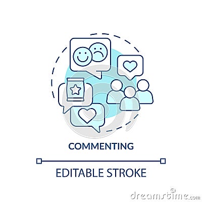 Commenting turquoise concept icon Vector Illustration
