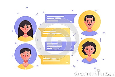 Comments with avatar icons of man and woman Cartoon Illustration