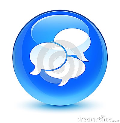 Comments icon glassy cyan blue round button Cartoon Illustration