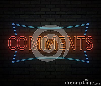 Comments neon concept. Stock Photo