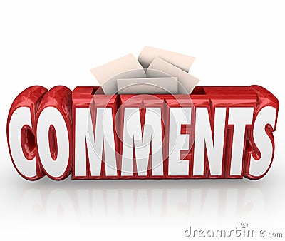 Comments Submit Ideas Suggestion Word Box Feedback Reviews Stock Photo