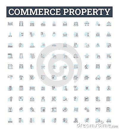 Commerce property vector line icons set. Commerce, Property, Real estate, Commercial, Residential, Property management Vector Illustration