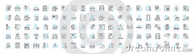 Commerce property vector line icons set. Commerce, Property, Real estate, Commercial, Residential, Property management Vector Illustration