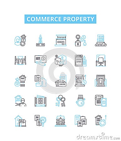 Commerce property vector line icons set. Commerce, Property, Real estate, Commercial, Residential, Property management Vector Illustration