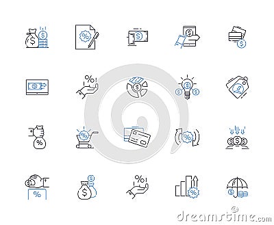 Commerce solution line icons collection. eCommerce, Platform, Payments, Marketplace, Inventory, Sales, Conversion vector Vector Illustration