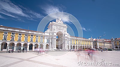 Commerce Square in downtown Lisbon (Portugal. ), close to the Tagus River is one of the largest squares in Europe - long expo timelapse hyperlapse 4K stock footage Commerce Square in downtown Lisbon (Portugal. ), close to the Tagus River is one of the largest squares in Europe - long expo timelapse hyperlapse 4K stock footage