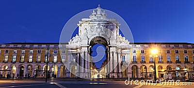 Commerce square at Lisbon by night Editorial Stock Photo