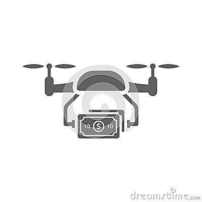 Commerce, trade, flying drone icon. Gray vector graphics Vector Illustration