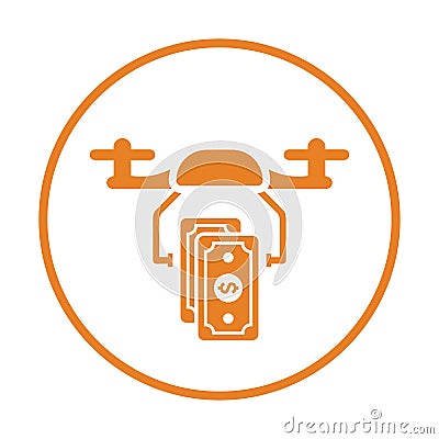 Commerce, trade, flying drone icon. Orange color design Vector Illustration