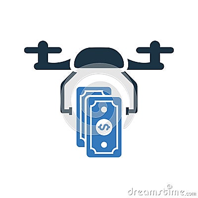 Commerce, trade, flying drone icon. Simple editable vector illustration Vector Illustration