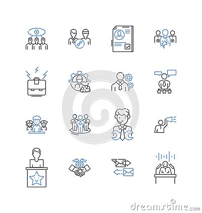 Commercial activity line icons collection. Business, Commerce, Transactions, Trade, Industry, Economics, Finance vector Vector Illustration