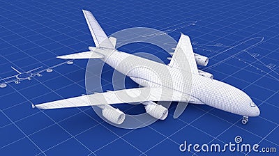 Commercial Aircraft Blueprint Stock Photo