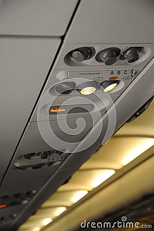 Commercial aircraft interior Stock Photo