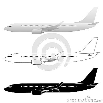 Commercial Airliner Passenger Jet Vector Illustrations Vector Illustration