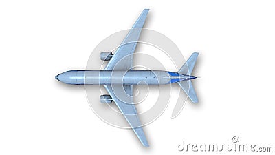 Commercial airplane isolated on white, top view Stock Photo