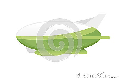 Commercial airship green color rigid airship vector illustration isolated on white background Vector Illustration