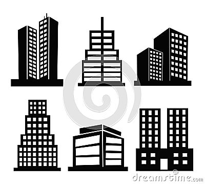 Commercial building icons Vector Illustration