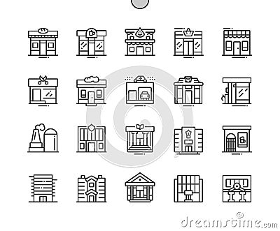 Commercial buildings Well-crafted Thin Line Icons Vector Illustration