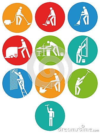 Commercial cleaning buttons Vector Illustration