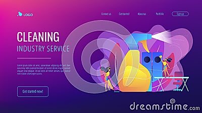 Commercial cleaning concept landing page. Vector Illustration