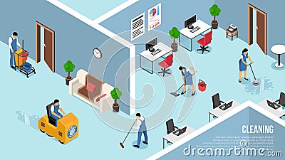 Commercial Cleaning Service Isometric Vector Illustration