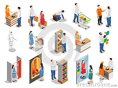 Commercial Consumers Isometric People Vector Illustration