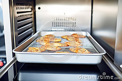 commercial convection oven baking trays of bread evenly Stock Photo