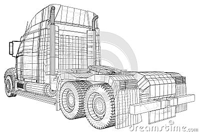 Commercial Delivery Cargo Truck vector for brand identity and advertising isolated. Created illustration of 3d. Wire Vector Illustration