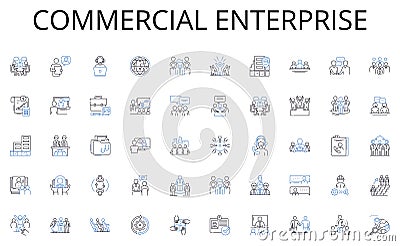 Commercial enterprise line icons collection. Education, Learning, Curriculum, Classroom, Teacher, Student, Homework Vector Illustration