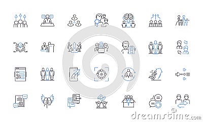 Commercial enterprise line icons collection. Profitability, Marketing, Innovation, Growth, Expansion, Investment Vector Illustration