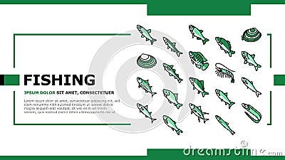 Commercial Fishing Aquaculture Landing Header Vector Vector Illustration