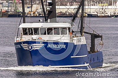 Commercial fishing boat Interceptor outbound and looking good Editorial Stock Photo