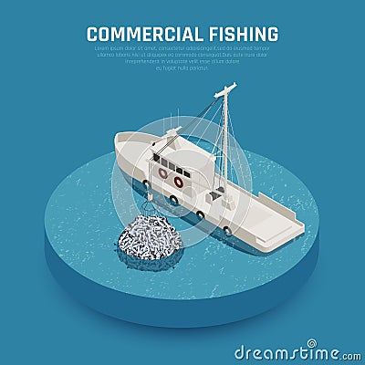 Commercial Fishing Vessel Background Vector Illustration