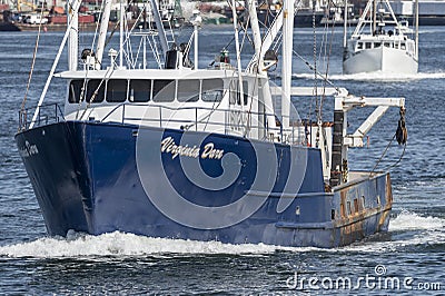 Commercial fishing vessels Virginia Dare and Big Dog leaving New Bedford, Massachusetts Editorial Stock Photo
